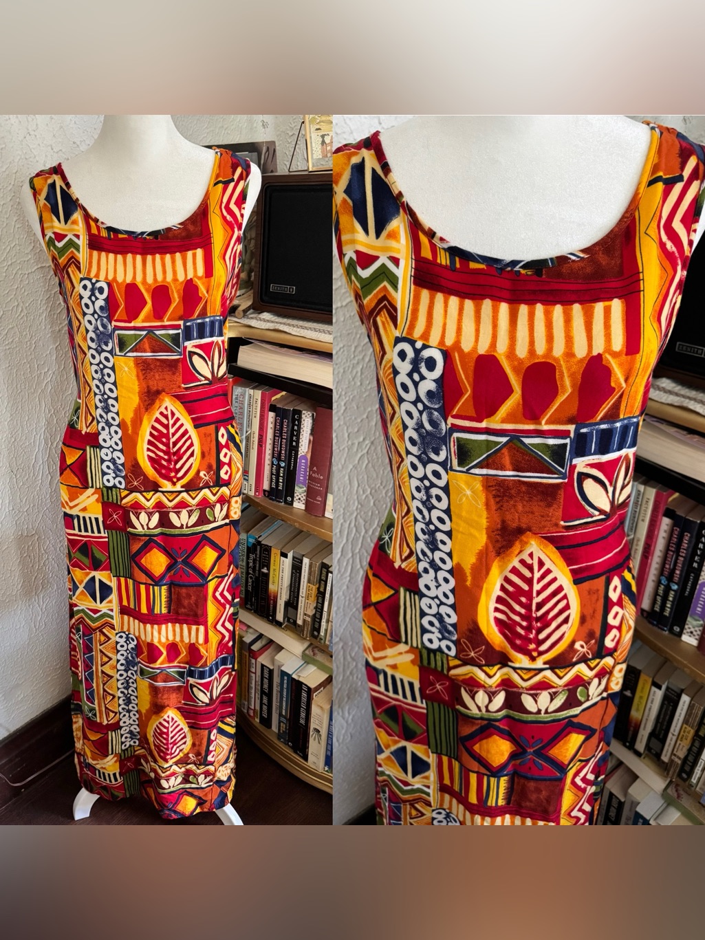 Jane Ashley Women's Sz Med Midi Sleeveless Multi-Floral Pattern Pullover Dress